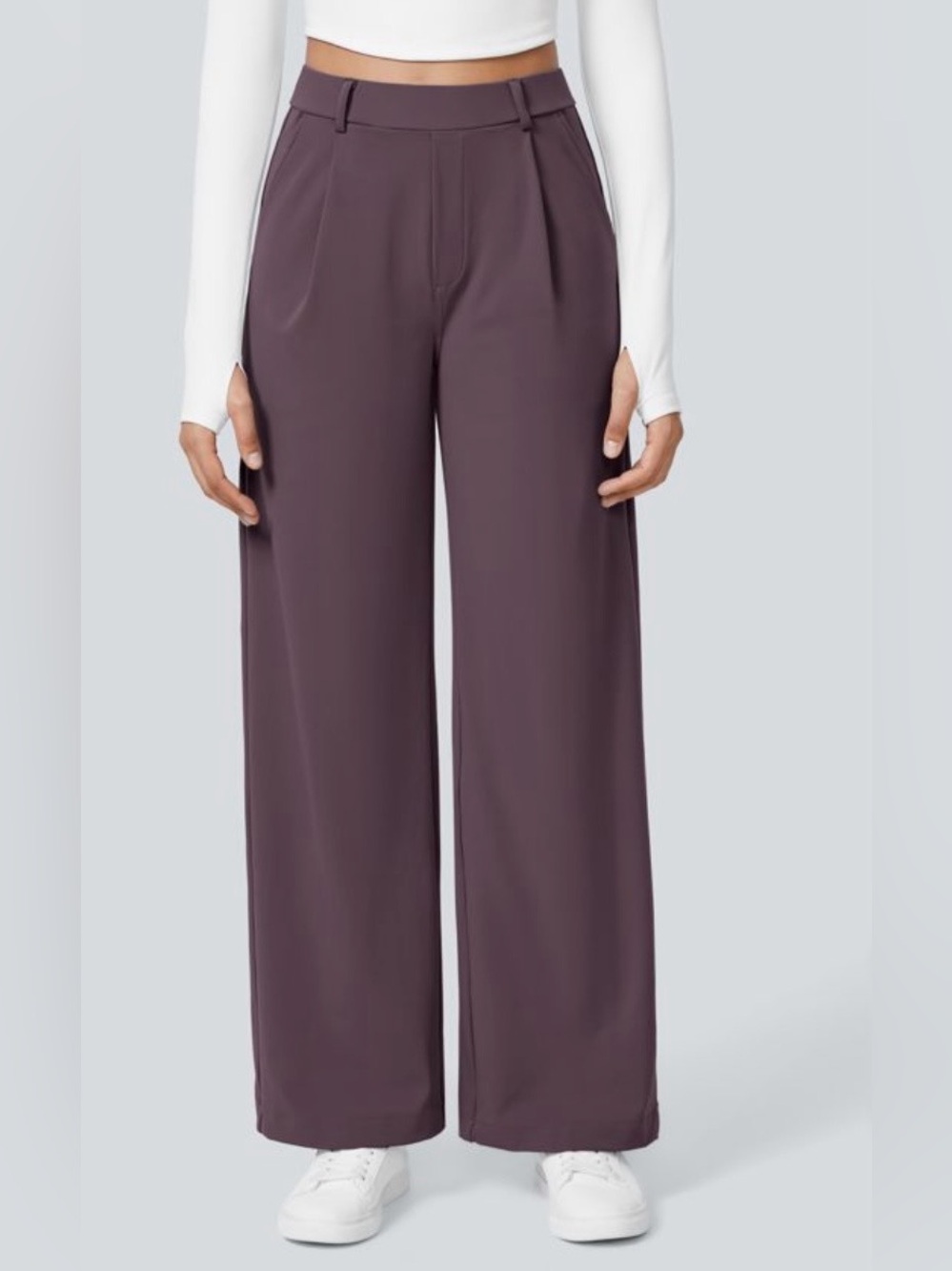HALARA Wide Leg Straight Pants in Plum